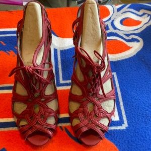 Calvin Klein Red Nixee Leather Shoes Size 9M, Preowned